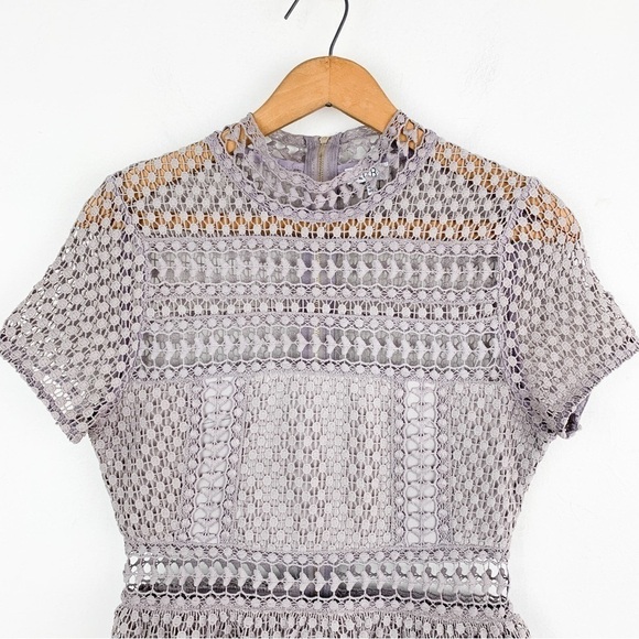 TOBI Sincerely Yours Gray Lace Crochet Cut Out Mini Dress Sz S - Picture 5 of 9